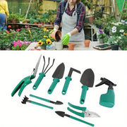 1Set Garden Tool Set Metal Plastic Non Electric with Suitcase 10pcs Pruning Rake Shovel Spatula Sprayer Non Slip Rubber Grip