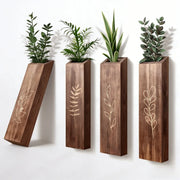 Indoor Living Room Bedroom Decoration Wooden Wall Flower Pot4Packaged Bohemian Style Farmhouse Pocket Vase Dried Flowers Artific