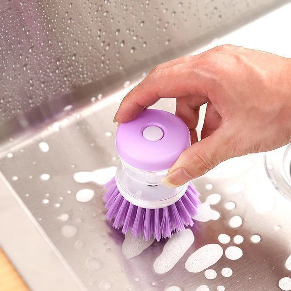 Kitchen Wash Pot Dish Brush Utensils with Washing Soap Liquid Dispenser Household Cleaning Accessories