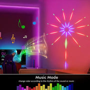 Smart Dynamic Fireworks LED Lights With Music Synchronization RGB LED Strip LightsRemote USB Control Light For Living Room Decor