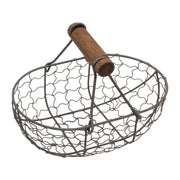 Kitchen Egg Storage Basket Creative Fruit Basket Retro Iron Snack Bread Vegetable Storage Container Holder With Wooden Handle
