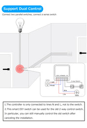 16A WiFi Smart Switch DIY Wireless Tuya Smart Home Alexa Yandex Alice Mini Interruptor Two Way Voice Control Smart Life
