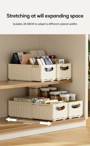 Kitchen Storage Box Retractable Multifunctional Storage Basket Cabinet Desktop Snack Spice Storage Box Fridge Kitchen Organizer
