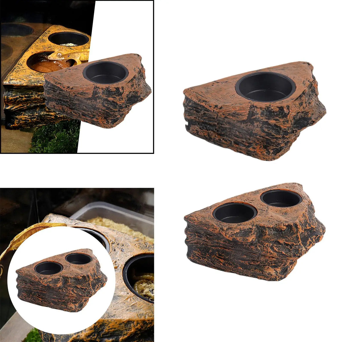 Reptile Accessories Magnetic Feeder Ledge Bowl Plastic Food Dish for Gecko Iguana Lizard Terrarium Supplies