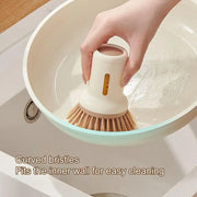 Kitchen Pot Brush for Home Use Long Handle Rotating Dish Washing Scrubber with Liquid Dispenser Easy Clean Pan and Bowl