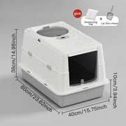 Fully Enclosed Large Flip-Top Cat Litter Box High-Sided Covered Design, Splash-Proof and Litter-Tracking Preventive Cat Toilet