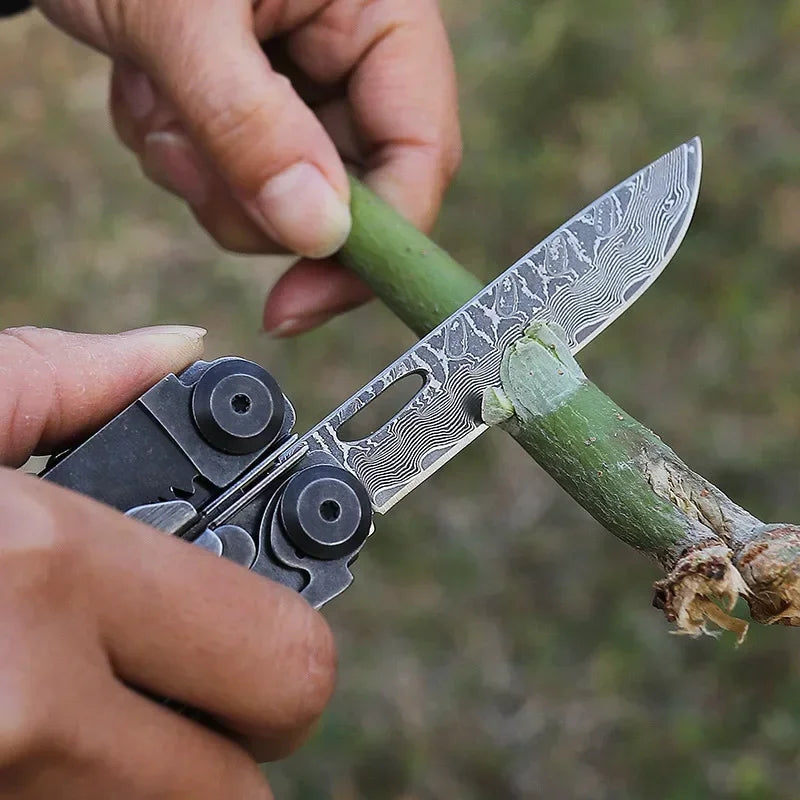 2025 New BHBT 19 in 1 Multi Tool Pliers with Damascus Blade Hoxagon Wrench Folding EDC Outdoor Camping Tools Home Repair