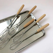 Kitchen Tools Multifunction Stainless Steel Egg Beater Useful Portable Mini Egg Whisk Wooden Handle Manual Egg Beater Baking