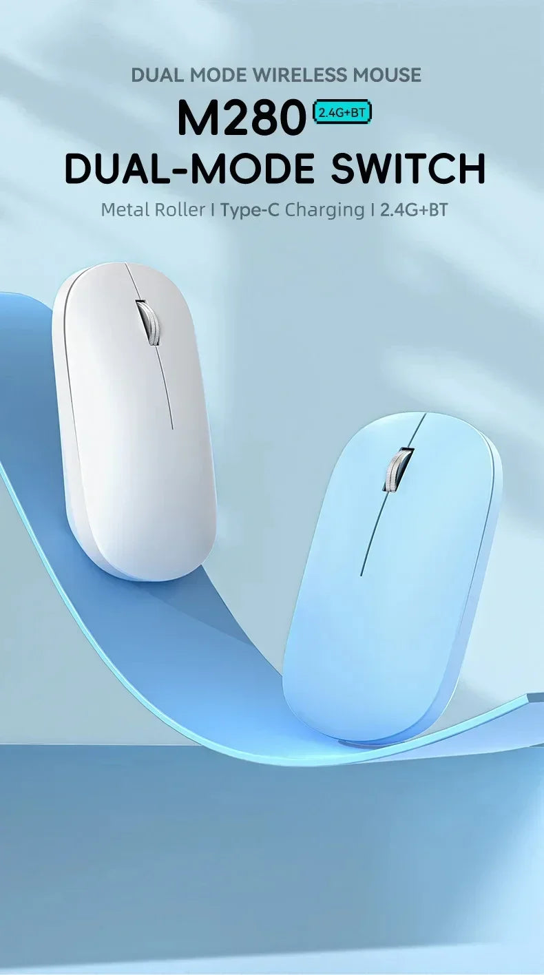 Wireless Mouse Bluetooth Silent 2.4G Dual-mode Type-C Charging Ergonomic Morandi Portable Laptop Office Gaming Mouse