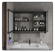 Smart Bathroom Storage Mirror Cabinets with Towel Rod Wall Standing Closet Light Mirror Cabinets Organizador Bathroom Furniture