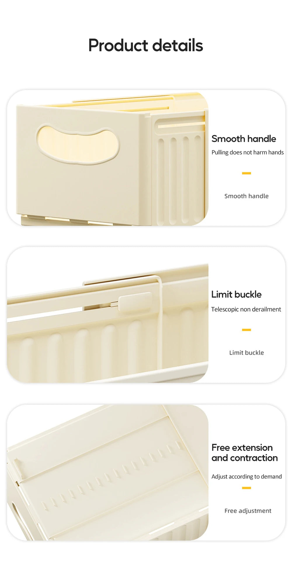 Kitchen Storage Box Retractable Multifunctional Storage Basket Cabinet Desktop Snack Spice Storage Box Fridge Kitchen Organizer