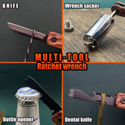 Multi-functional tools: right-angle ratchet screwdriver, ratchet wrench socket set, magic socket, EDC multi-tool folding knife
