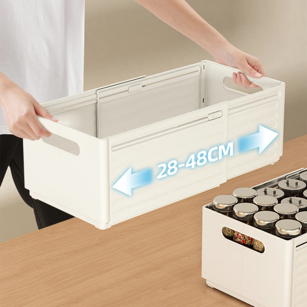 Kitchen Storage Box Retractable Multifunctional Storage Basket Cabinet Desktop Snack Spice Storage Box Fridge Kitchen Organizer