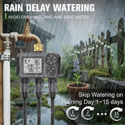 Garden Water Timer Irrigation System 3-Outlet Digital Garden Sprinkler Programmer Rain Delay Automatic Watering for Garden Lawn