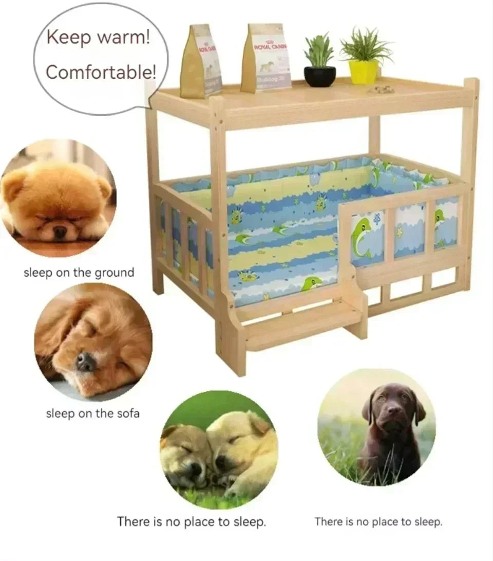 Simple Wooden Dog Bed Multifunctional Bedside Dog House Environmentally Friendly and Practical Pet Bed Light Luxury Dog Room