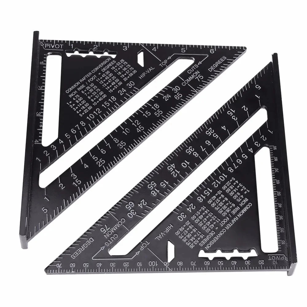 7''/12" Woodworking Tools Metal Carpenter Square Aluminum Alloy Protractor Miter Line Scriber Saw Guide Percision Carpentry Tool