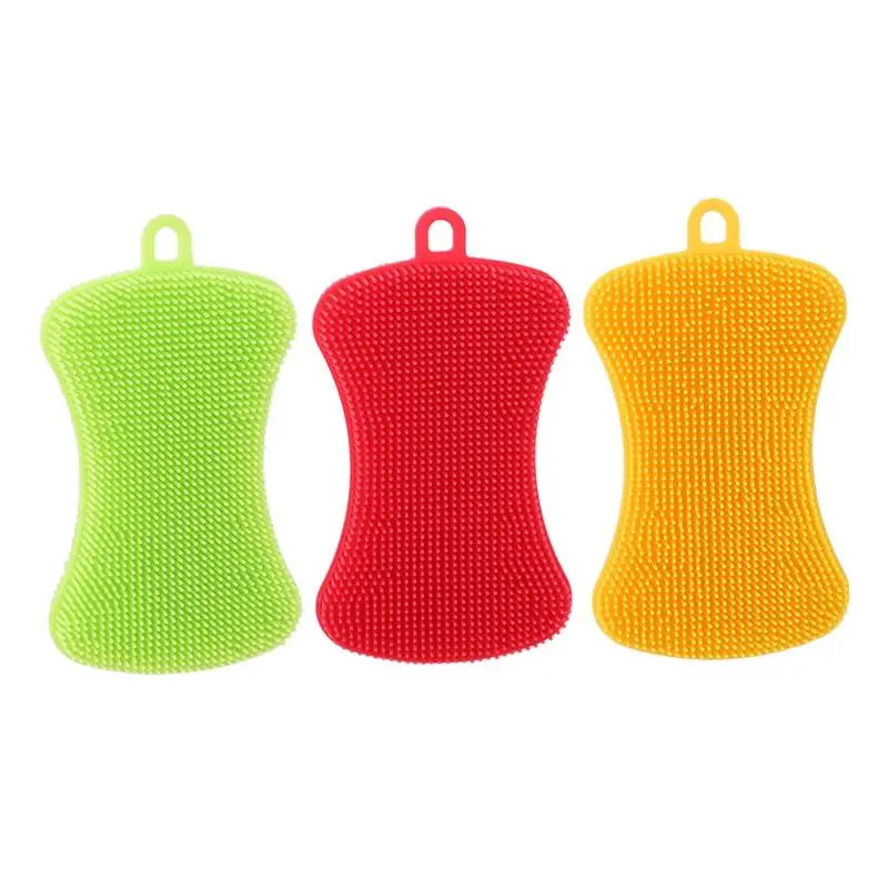 Kitchen Silicone Sponge Dish Washing Scrubber Household Dishes Cleaning Sponge Kitchen Gadgets Brush Accessories
