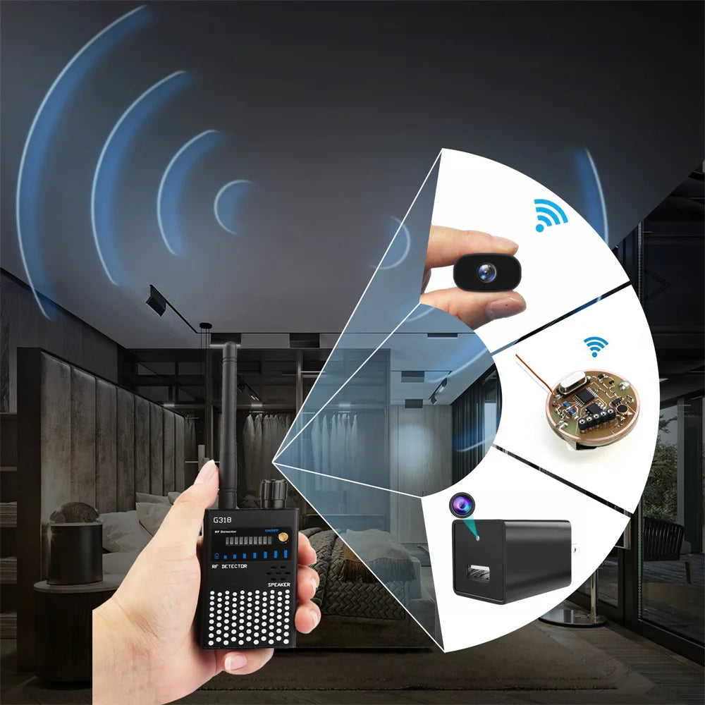 Professional Anti-Spy Detector Wireless RF Signal Finder WiFi GSM Bug Spy-Camera Eavesdropping GPS Tracker Signal Devices Detect