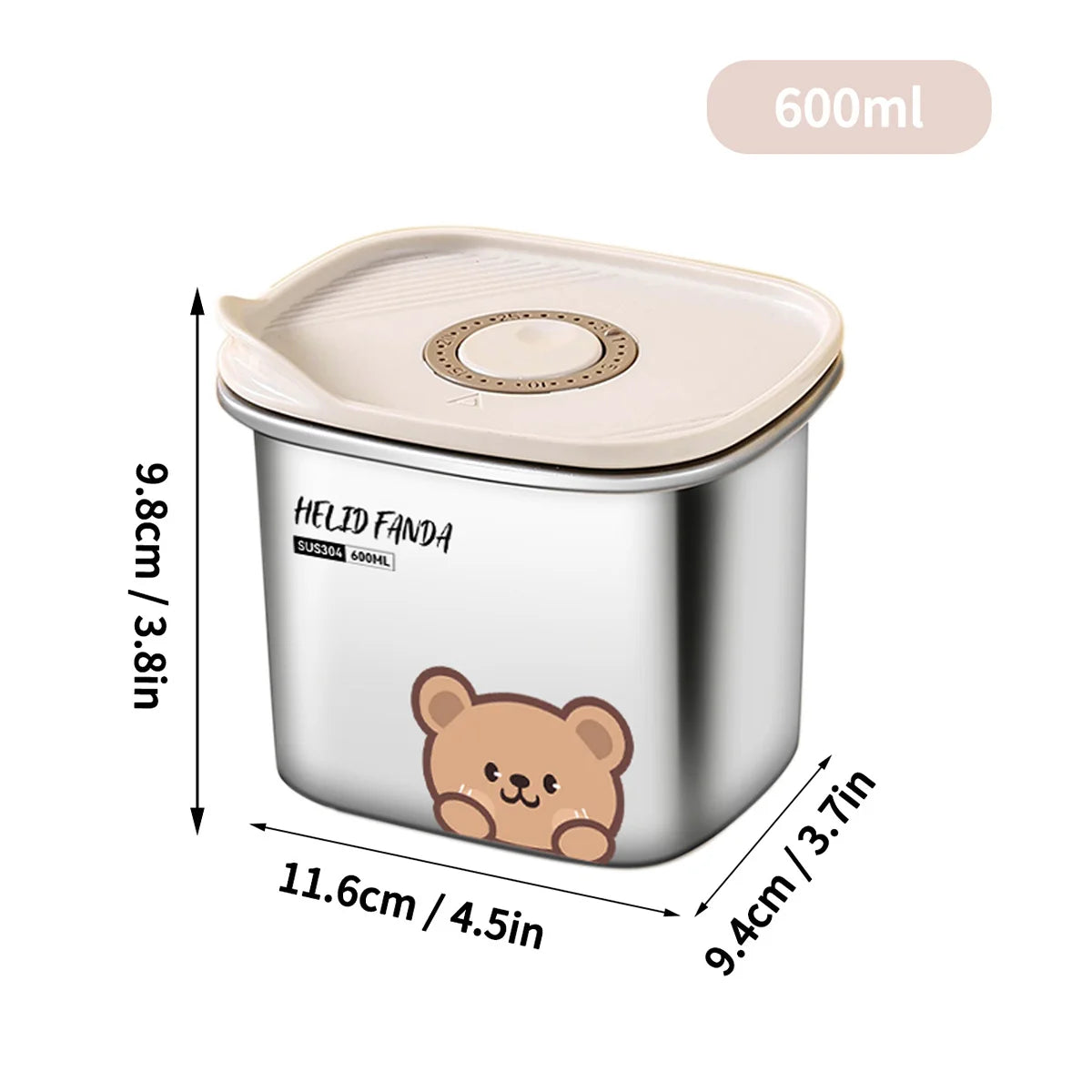 304 Stainless Steel Storage Container With Sticks Fridge Sealed Food Storage Box Large Capacity Fresh-keeping Box Oven Heatable