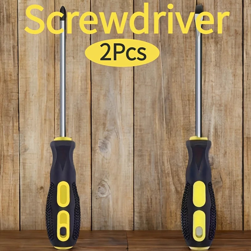 2-piece Screwdriver Set —— Made of Chrome Vanadium Steel, with Magnetic Tips and Non-slip Cushioned Grip Handles.