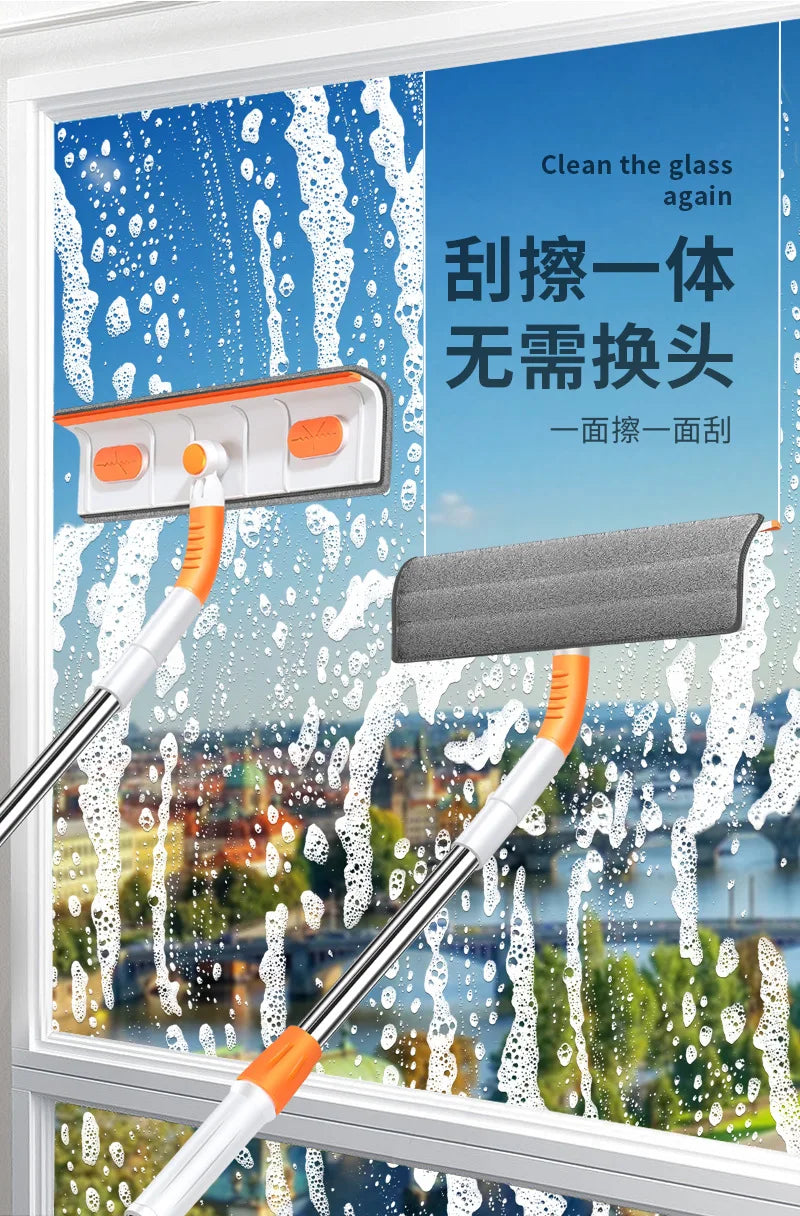 Window Clean Squeegee Mop Soft Microfiber Wiper Telescopic Glass Brush Multi-function Scraper Cleaning Dust Household Clean