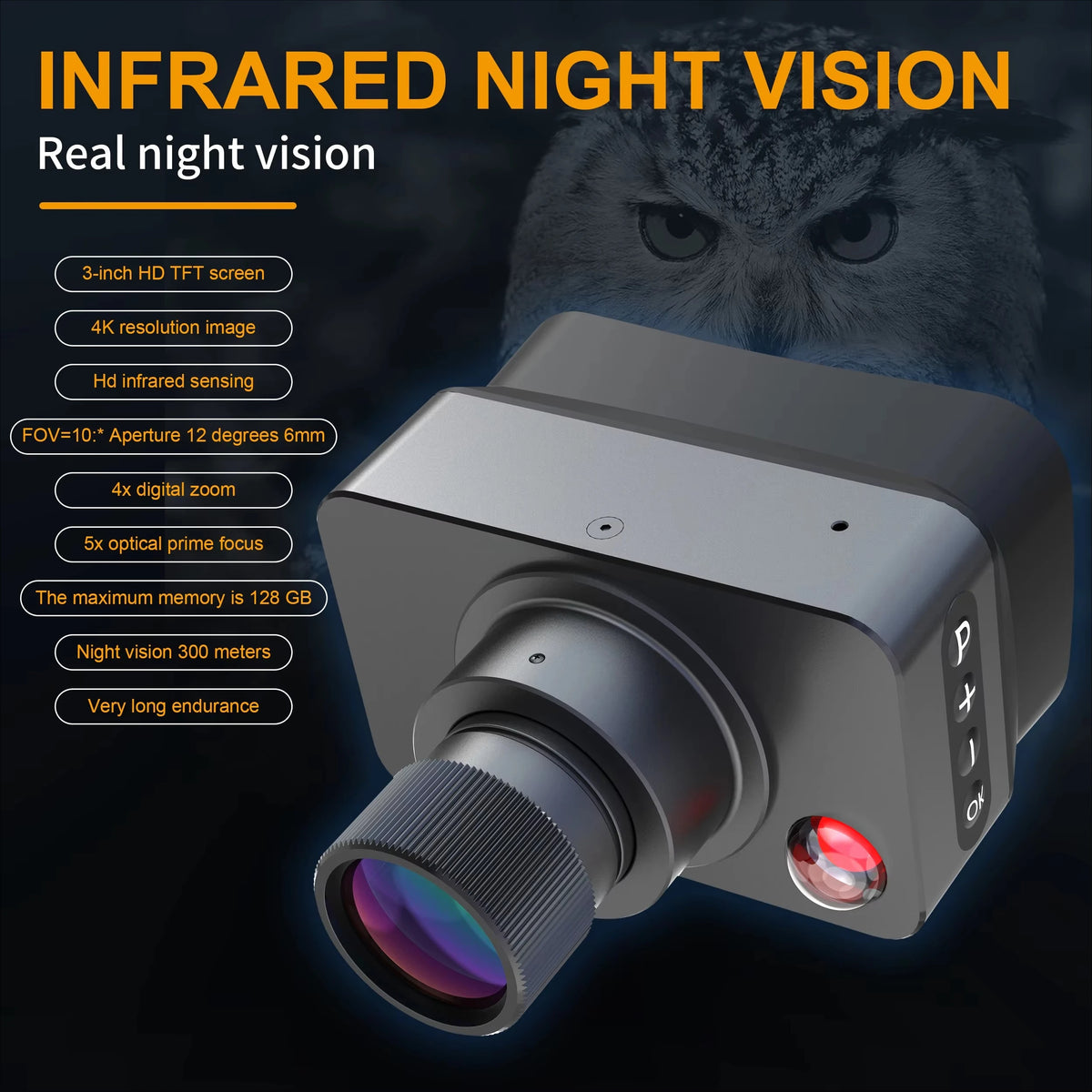 NV99Y IR Night Vision 5X Optical Digital Magnification Single-tube Infrared Night Vision Device Night Hunting Outdoor Camping