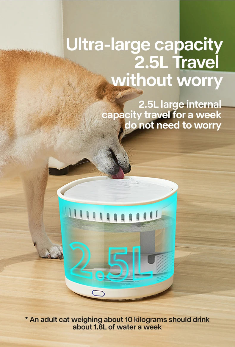 Cat Water Fountain Automatic Pet Water Fountain 1.8L  Cat Water Dispenser with 1 Replacement Filter for Cats and Dogs