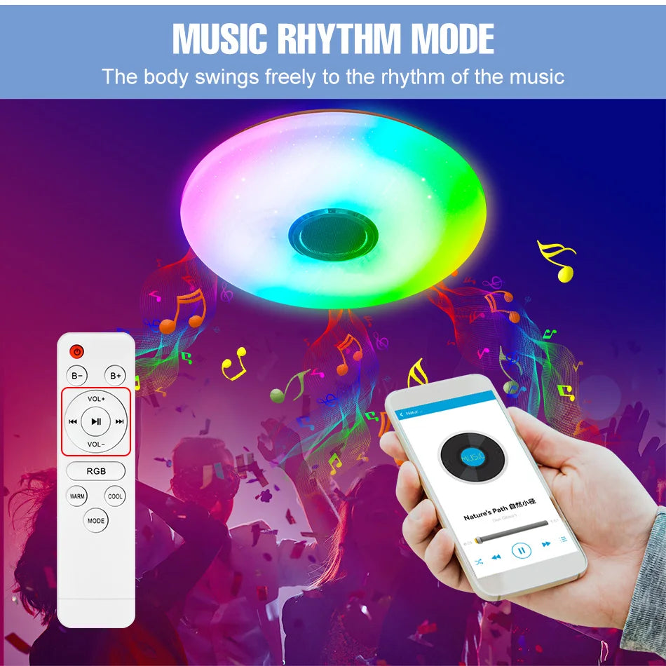 RGB Smart Ceiling Light LED Interior Home Decorative Light Luster Dimming Remote Control WIFI Living Room Ambient Light Party