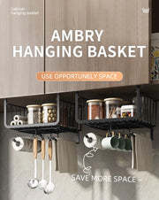 Kitchen Under Cabinet Basket Storage Shelf Tissue Cup Holder Closet Desk Hanging Rack Hollowed Pullout Drawer Sliding Basket