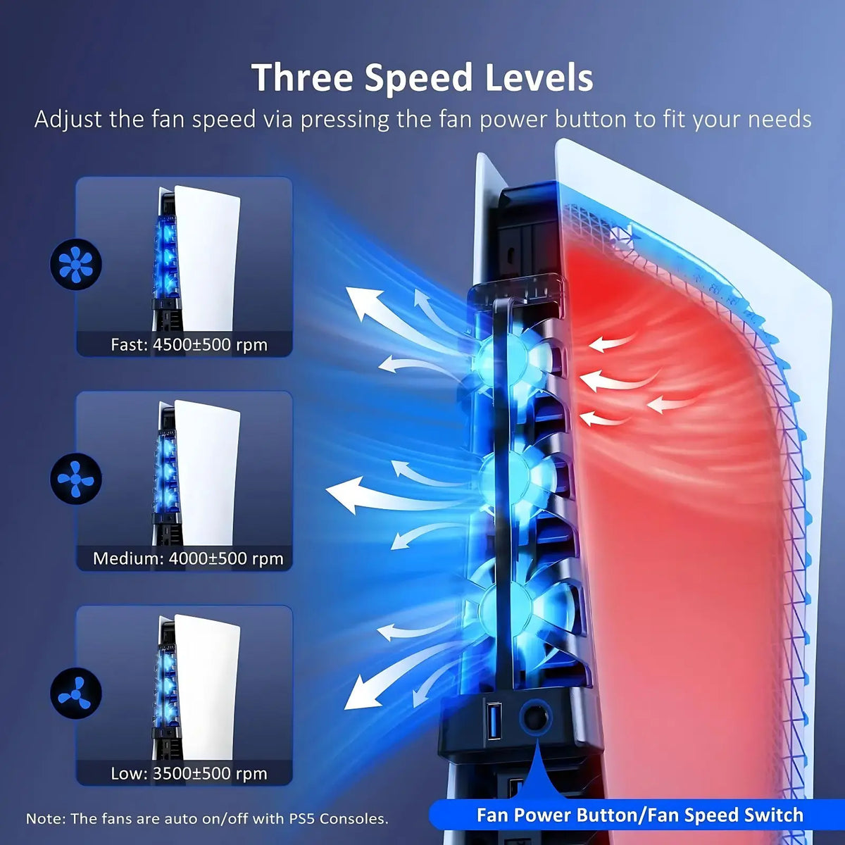 For PS5 Accessories Cooling Fan with LED Light for PS5 Both Disc and Digital Editions Gaming Accessorie Cooling System
