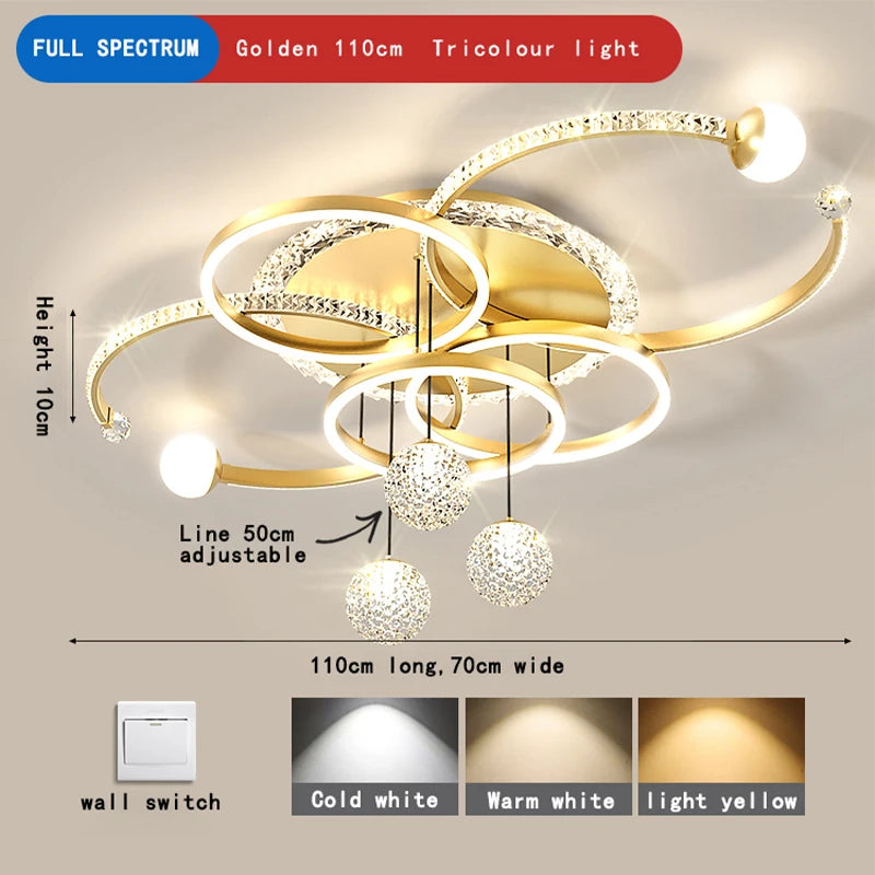 Living room main lamp chandelier New light luxury bedroom lamps Modern simple crystal living room lamp ceiling light