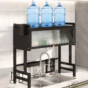 Kitchen Drain Shelf Steel Multi Organizer Cabinet Multi-Functional Kitchen Storage Rack Large Over The Sink Dish Rack with Cover
