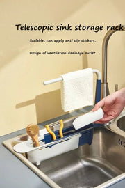 Kitchen Sink Drain Rack Telescopic Sink Shelf Sinks Organizer Soap Sponge Holder Storage Basket Kitchen Gadgets Accessories Tool
