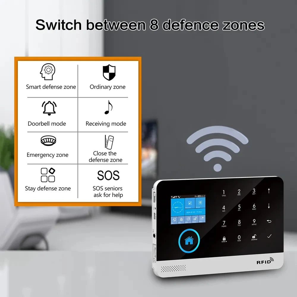 4G wireless security alarm, WIFI smart home alarm system kit, home security protection, compatible with SmartLife PGST-103
