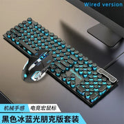 Eweadn GX330 Wired Keyboard Mouse Set Retro Punk ABS Keycaps Gaming Keyboard Mouse Headphones family Office PC Gamer Laptop Gift