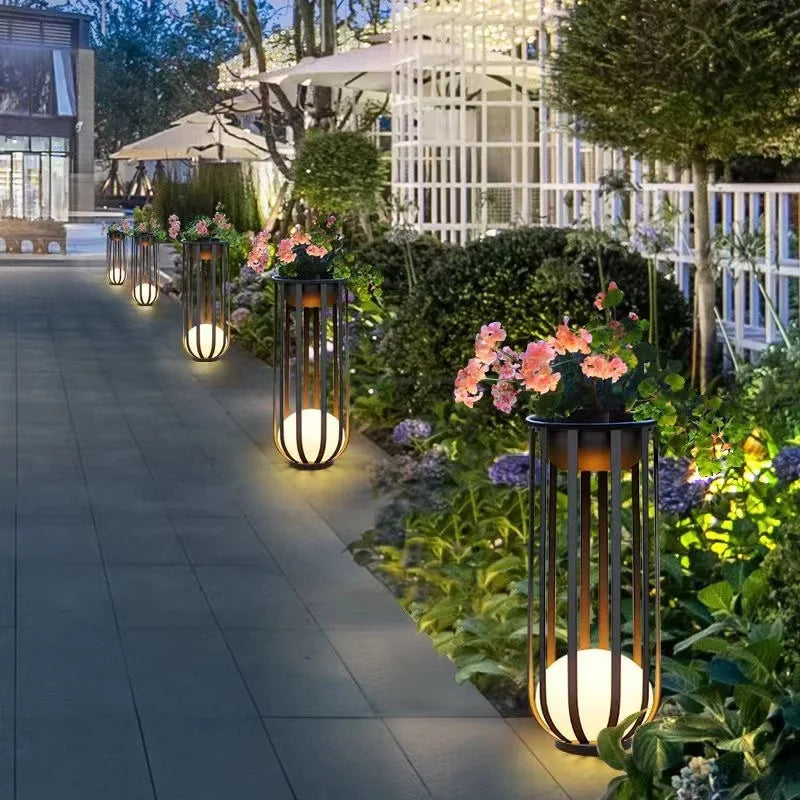 Outdoor Lawn Garden Potted Landscape Light Villa Terrace Solar Garden Light Balcony Flower