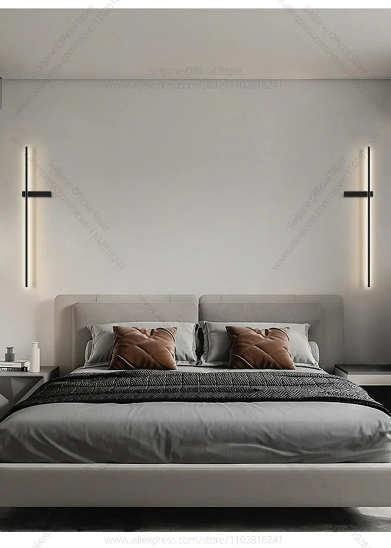 Modern Simple Living Room TV Background Wall Fitting Bedside Lighting In Bedroom Designer Staircase Light Long Indoor Wall Lamp