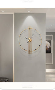 24 Inch 60cm Modern Simple and Atmospheric Living Room Large Wall Clock Nordic Light Luxury Wrought Iron Home Silent Wall Clock