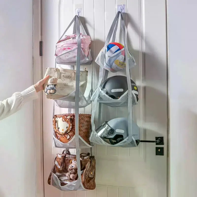 Storage Solution for Sports Equipment, Wall Mounted Mesh Hanging Bag for Basketball Soccer.