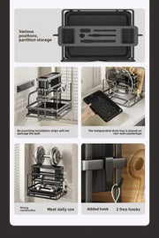 Kitchen Knife Holder Wall Mounted Multifunctional Storage Rack Countertop Cutting Board Rack Cage Tool Storage Rack