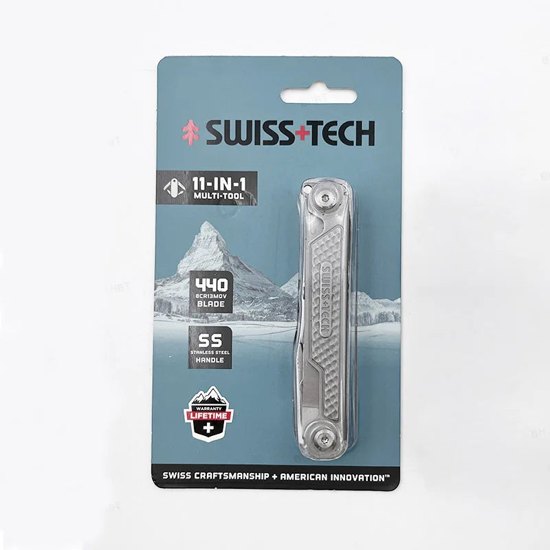 SWISS TECH 11 in 1 Mini Multitool Multi-function Tools with Scissors Screwdriver EDC Outdoor Survival Hand Tool