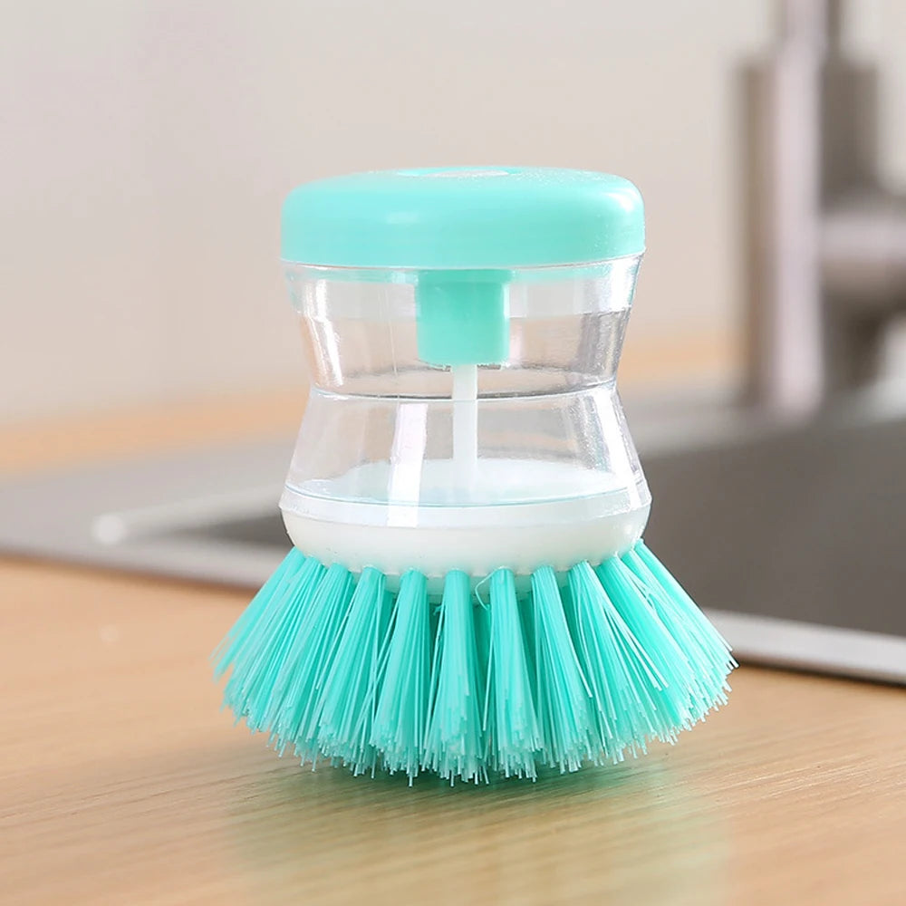 Kitchen Wash Pot Dish Brush Utensils with Washing Soap Liquid Dispenser Household Cleaning Accessories