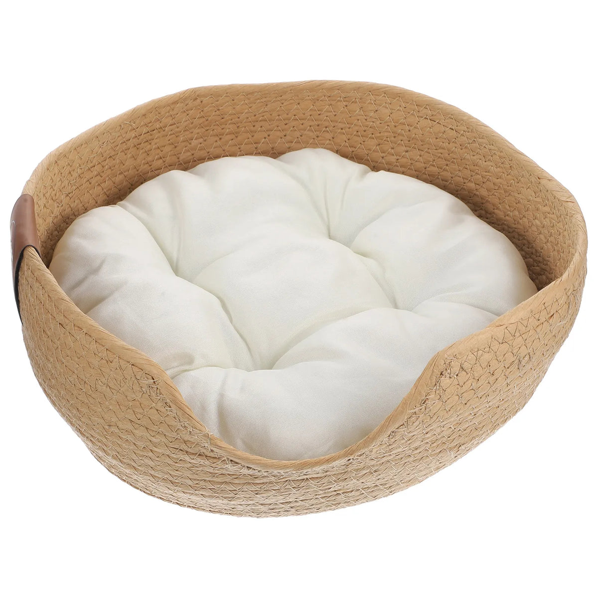 Cat Bed in Basket Woven Badket Sleeping Nest for Cats Weave with Cushion Type Pet