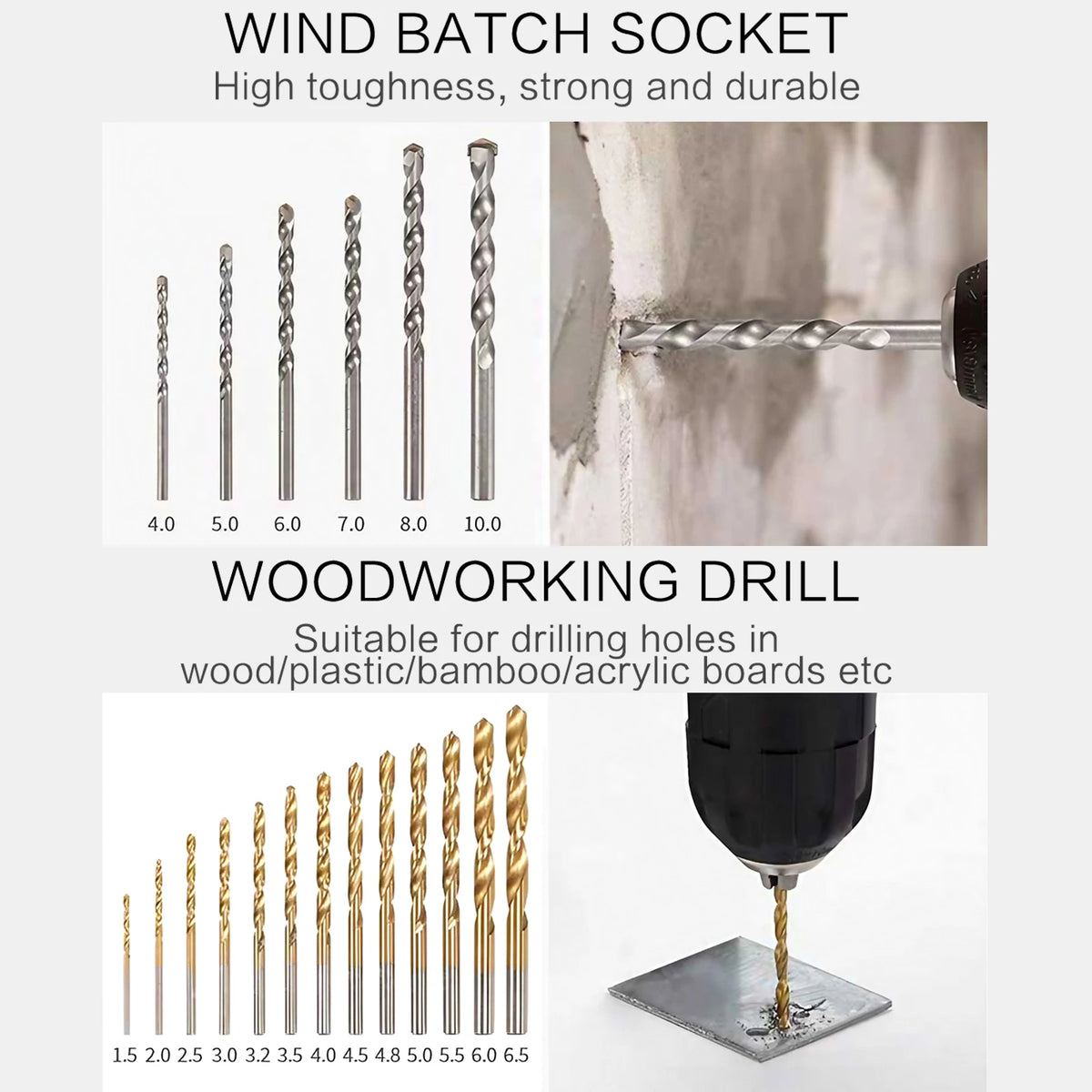111 Pcs Tool Set Multifunctional Woodworking Tools Twist Drill Batch Screwdriver Woodworking Drill Flat Drill Hole Opener Set