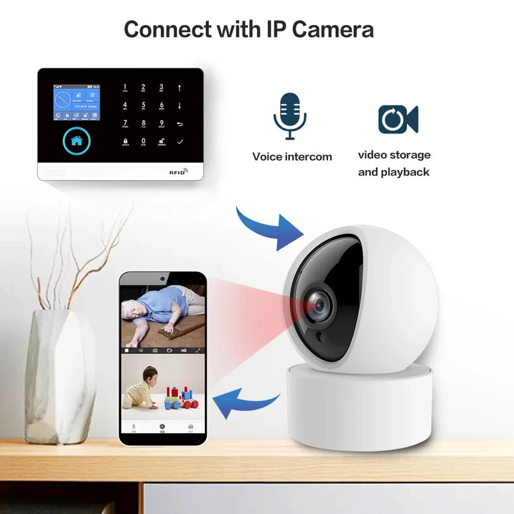 4G wireless security alarm, WIFI smart home alarm system kit, home security protection, compatible with SmartLife PGST-103