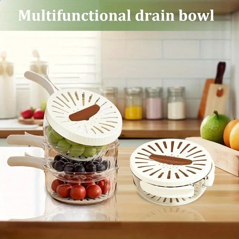 Multifunctional Drain Basket Fruit Vegetable Washing Strainer Basket WIth Lid Food Fresh Organizer Storage Box Kitchen Gadget