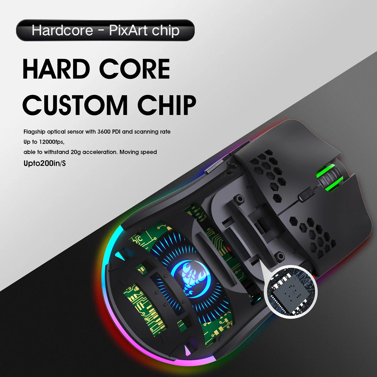 HXSJ T66 RGB 2.4G Wireless Gaming Mouse RGB Lighting Charging Mouse with Adjustable DPI Ergonomic Design for Desktop Laptop