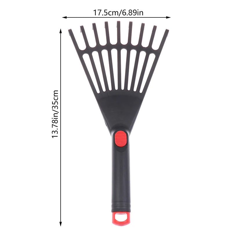 【E】1Pc Garden Grass Leaf Rake Plastic Rake Gardening Rake Lawn Hand Tool With Handle Tool For Garden Maintenance Plant Care