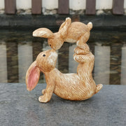 Garden Resin Kissing Bunny Statue Outdoor Garden Bonsai Store Decoration Animal Sculpture for Desk Garden Decor Ornament