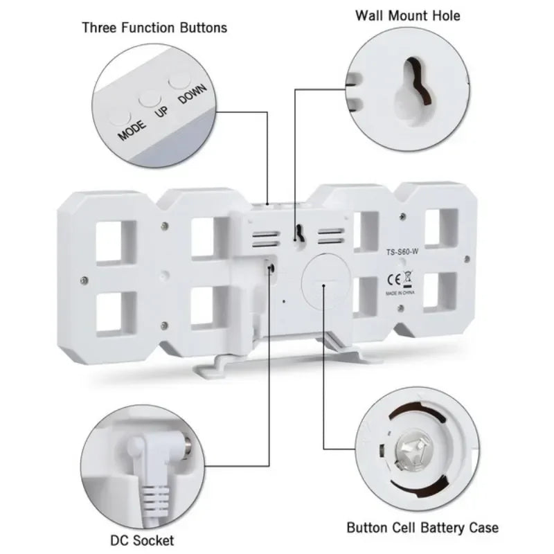 Digital Decoration for Bedroom Desk Watches Led Wall Clock Living Room Alarm Modern Home and Decoration Electronic Table Decor
